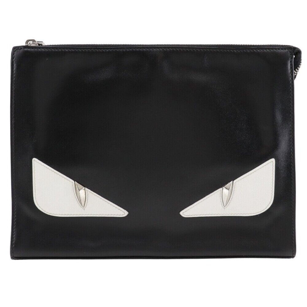 FENDI Bugs monster Clutch bag 7VA433 black Calfskin unisex